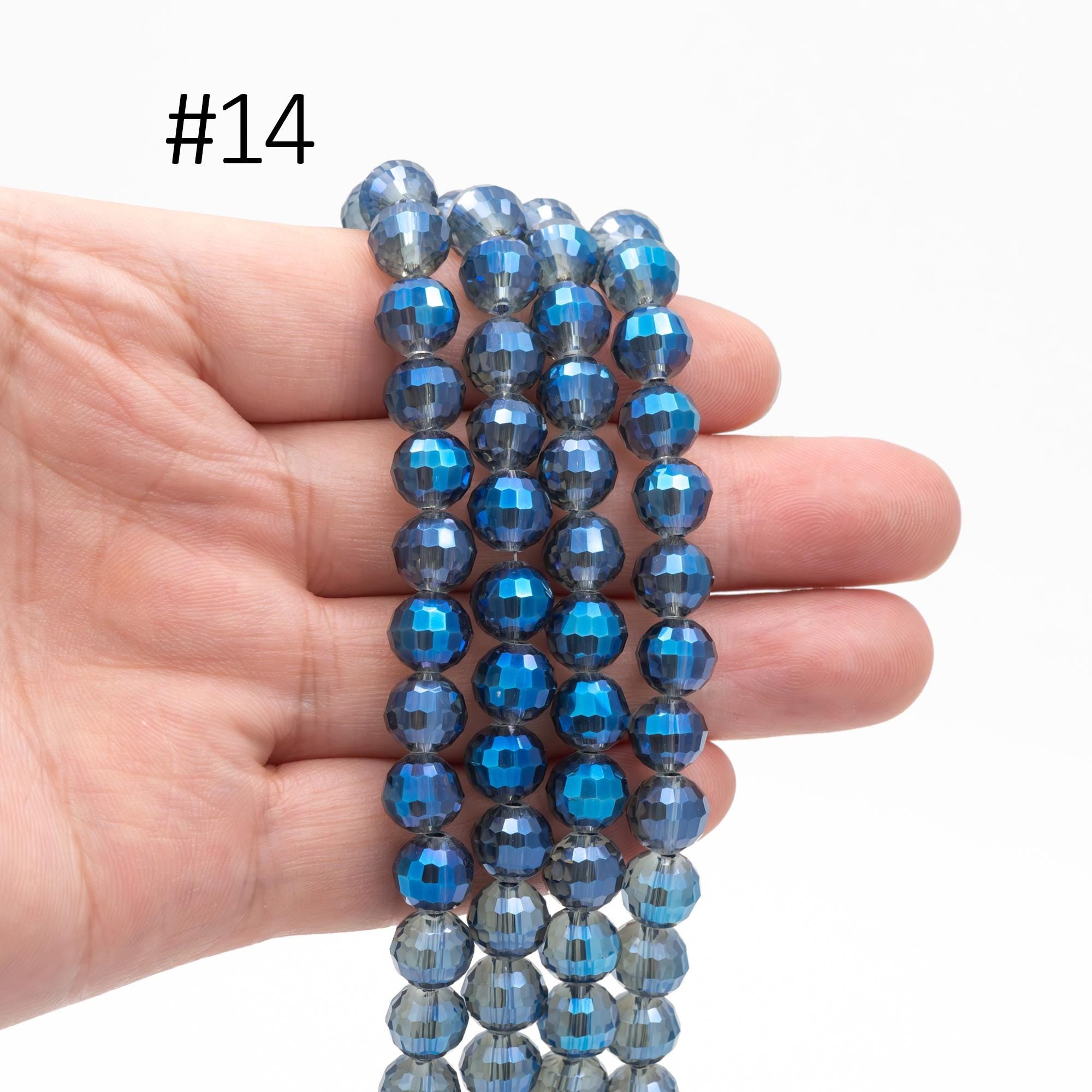 70pcs Round Faceted Crystal Glass Beads 8mm (96QZ-08)